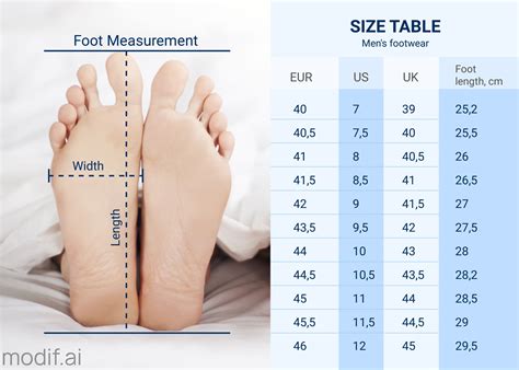 Men's Sneakers Sizing Chart .